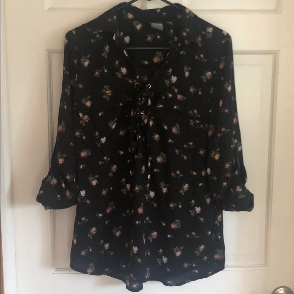 Black and pink floral shirt